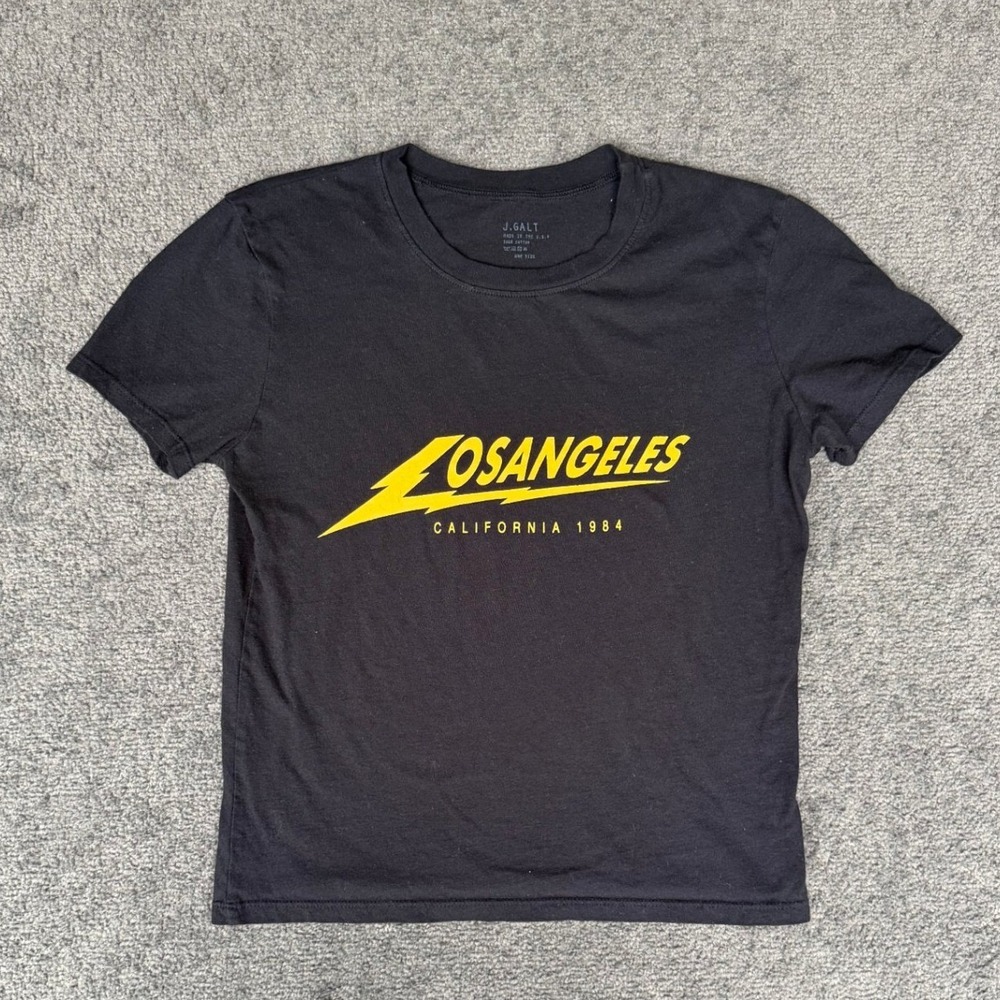 J. Galt Los Angeles California 1984 Graphic Tee Black Short Sleeve One Size